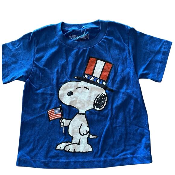Peanuts Snoopy T-Shirt Kids 3 Blue Crewneck Cartoon Graphic Short Sleeve NWT - Picture 1 of 5